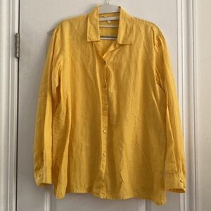 Eileen Fisher Yellow Irish Linen Blouse XS